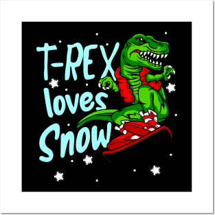 Snowboard T-Rex Dino Snowboarder Gift Posters and Art